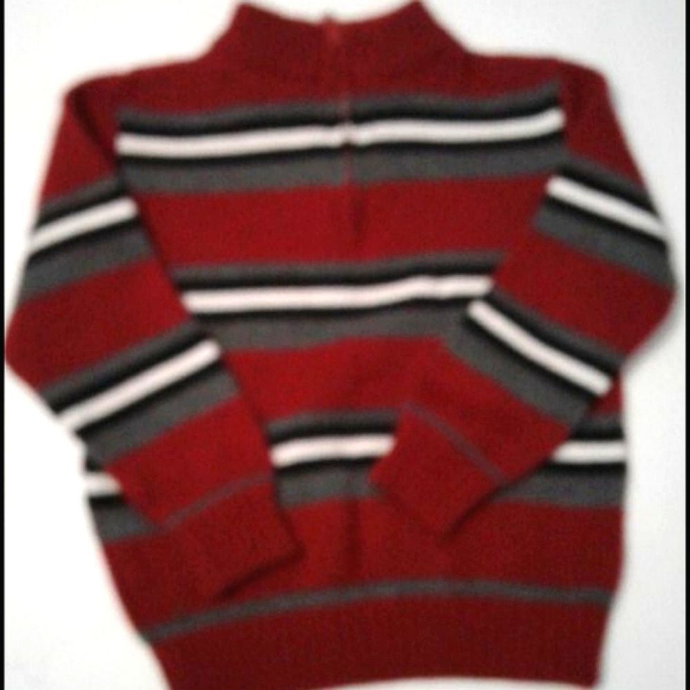 Arizona Burgundy Striped Long Sleeve Zippered Turtleneck Boys Sweater 4T